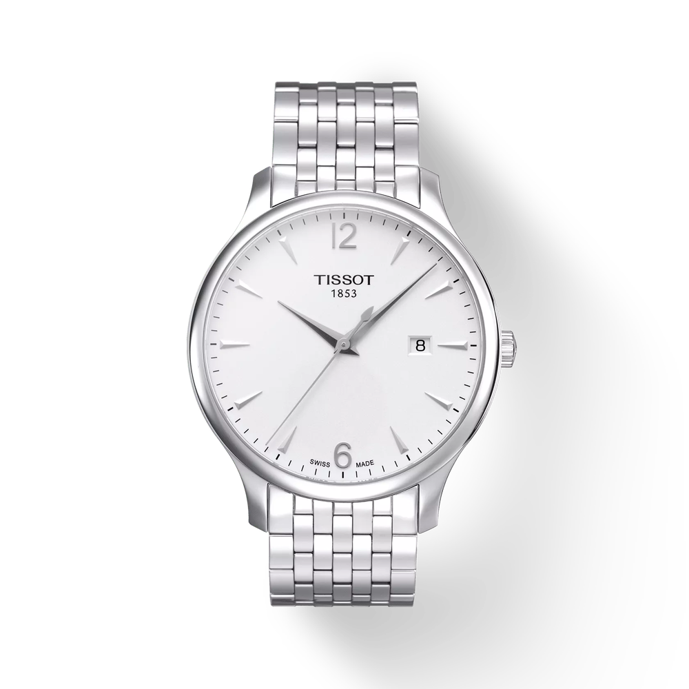 Tissot T Classic Tradition White Dial Silver Steel Strap Watch For Men - T063.610.11.037.00