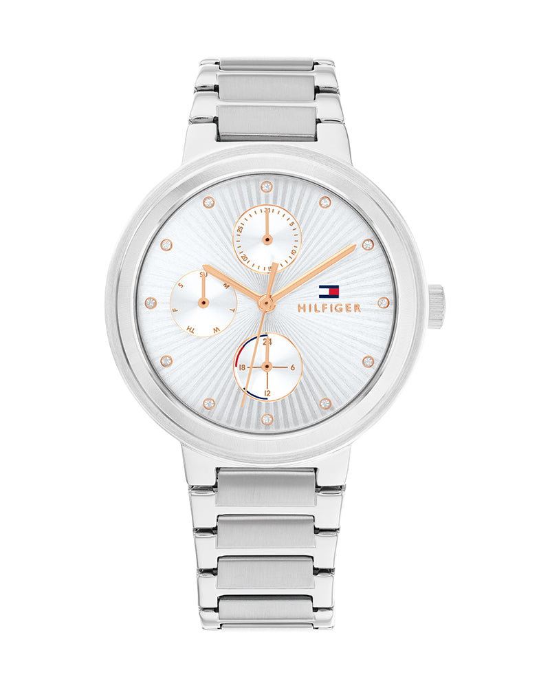 Tommy Hilfiger Joy Chronograph Silver Dial Silver Steel Strap Watch For Women - 1782532