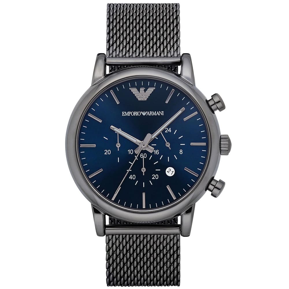 Emporio Armani Watch For Men Luigi AR1979 with blue dial stainless steel belt with grey color - AR1979