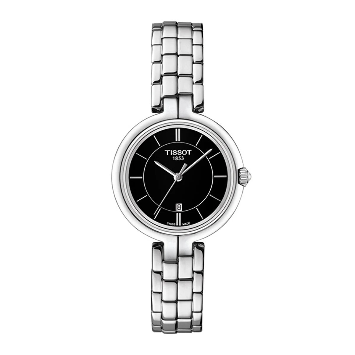 Tissot T Trend Flamingo Black Dial Silver Steel Strap Watch For Women - T094.210.11.051.00