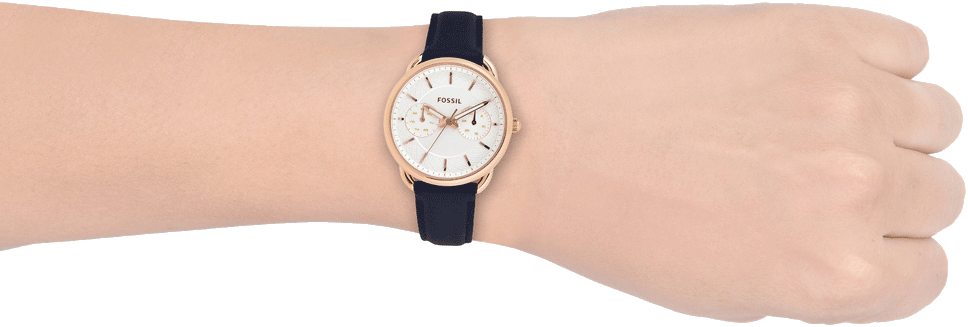 Fossil Tailor White Dial Blue Leather Strap Watch for Women - ES4260