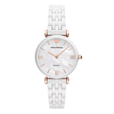 Emporio Armani Ceramica Mother of Pearl Dial White Ceramic Strap Watch For Women - AR1486