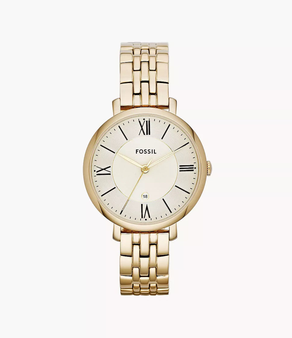 Fossil Jacqueline Champagne Dial Gold-tone Ladies Watch-ES3434