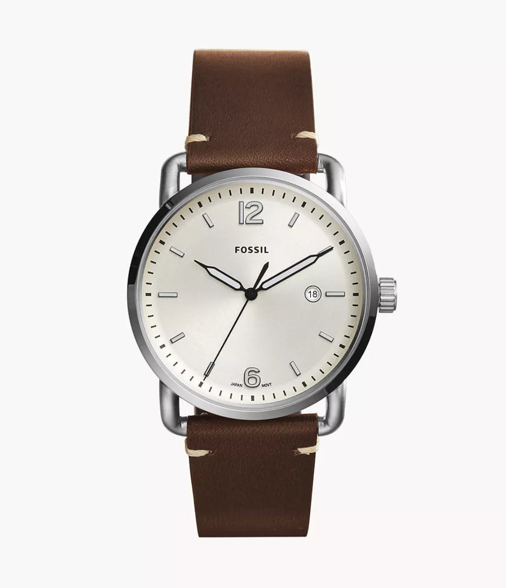 The Commuter Three-Hand Date Brown Leather Watch-FS5275