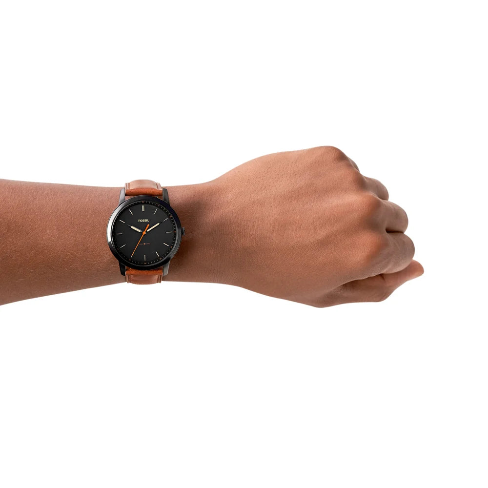 Minimalist 44mm Three-Hand Light Brown Leather Watch-FS5305