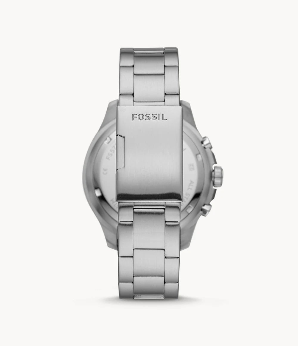 Fossil FB-03 Chronograph Black Dial Silver Steel Strap Watch for Men - FS5725