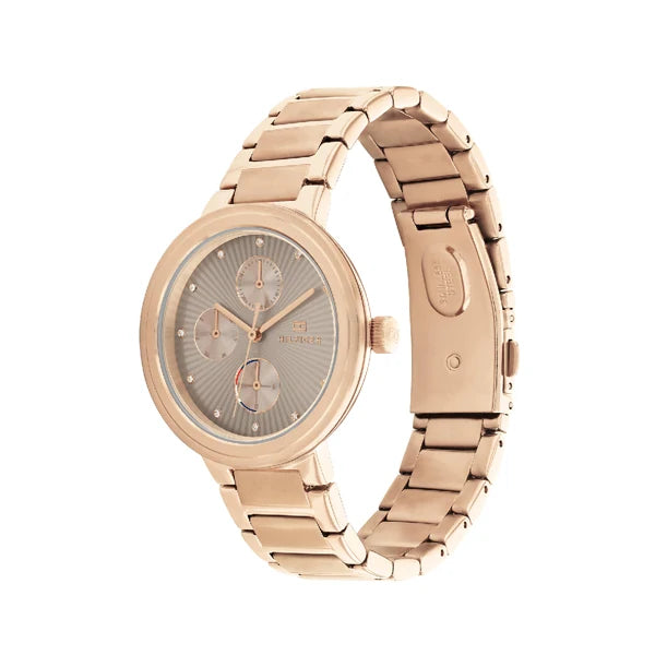 Tommy Hilfiger Joy Chronograph Gold Dial Gold Steel Strap Watch For Women - 1782533