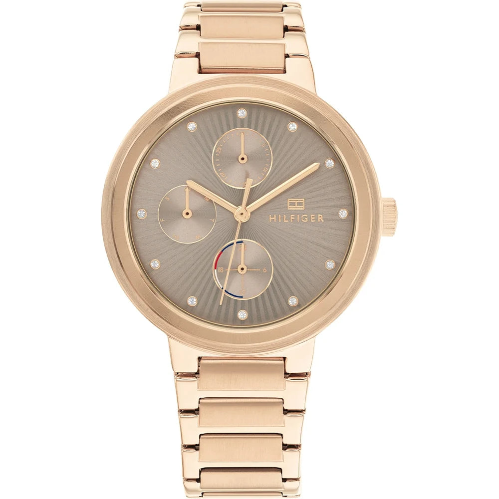 Tommy Hilfiger Joy Chronograph Gold Dial Gold Steel Strap Watch For Women - 1782533
