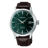 Seiko Presage Automatic Green Dial Cocktail Time Brown Leather Strap Men's Watch-SRPD37J1