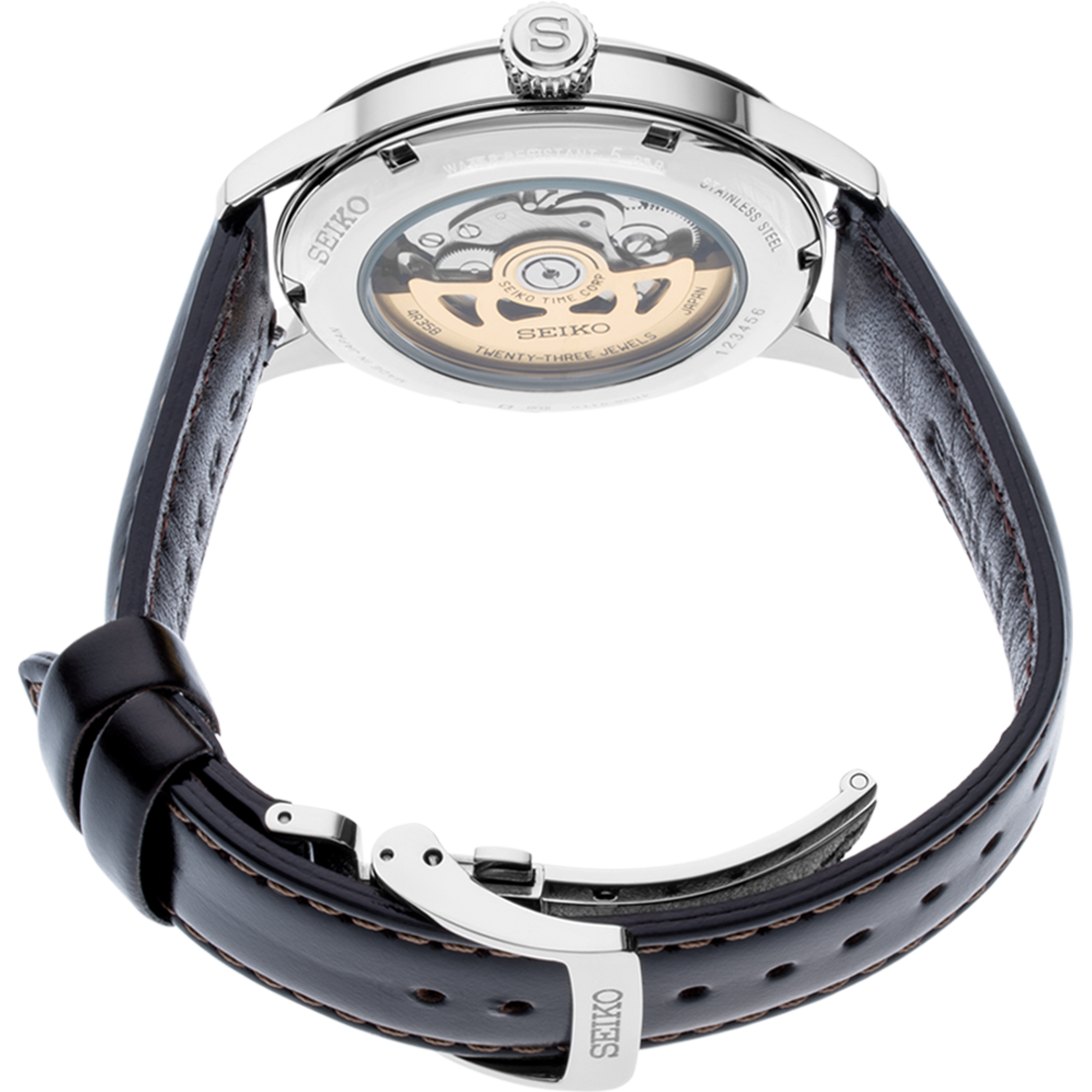 Seiko Presage Automatic Green Dial Cocktail Time Brown Leather Strap Men's Watch-SRPD37J1