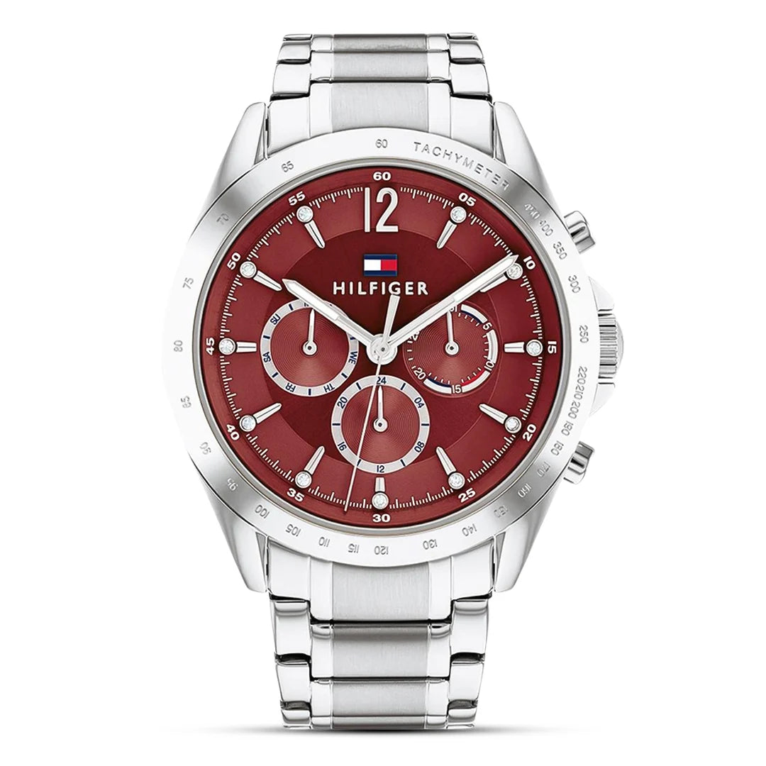 Tommy Hilfiger Multifunction Maroon Dial Ladies Watch-1782559