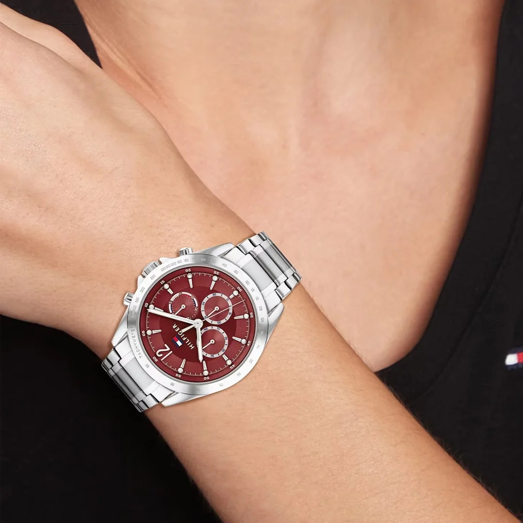 Tommy Hilfiger Multifunction Maroon Dial Ladies Watch-1782559