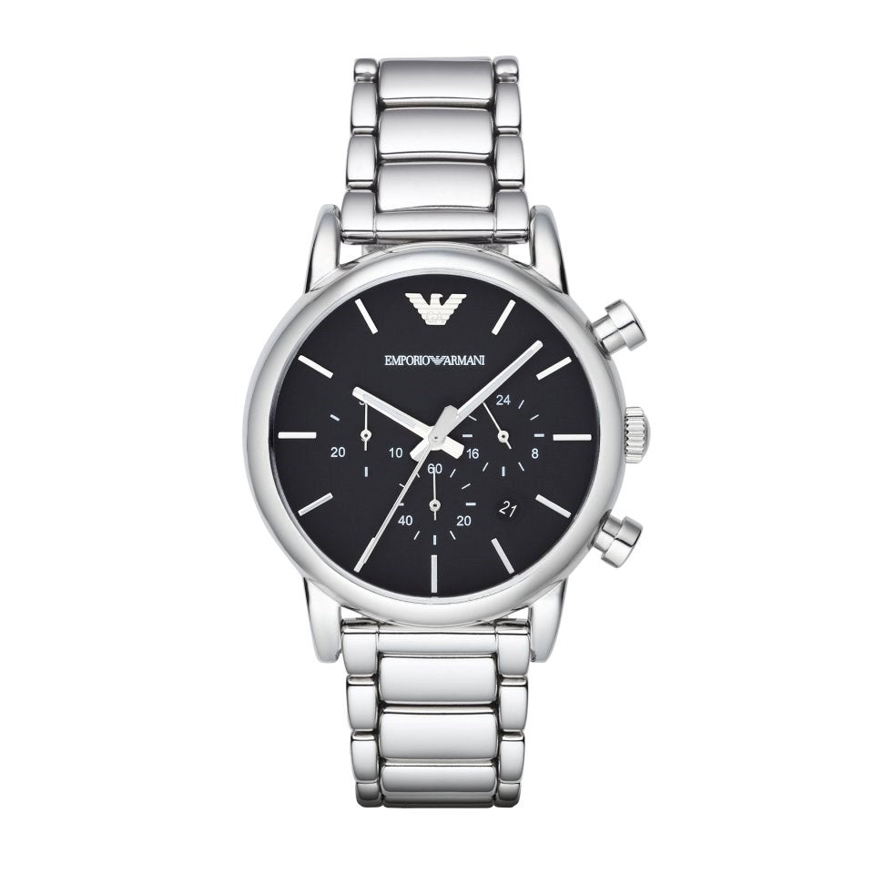 Emporio Armani Men's Chronograph Stainless Steel Black Dial Watch -AR1853