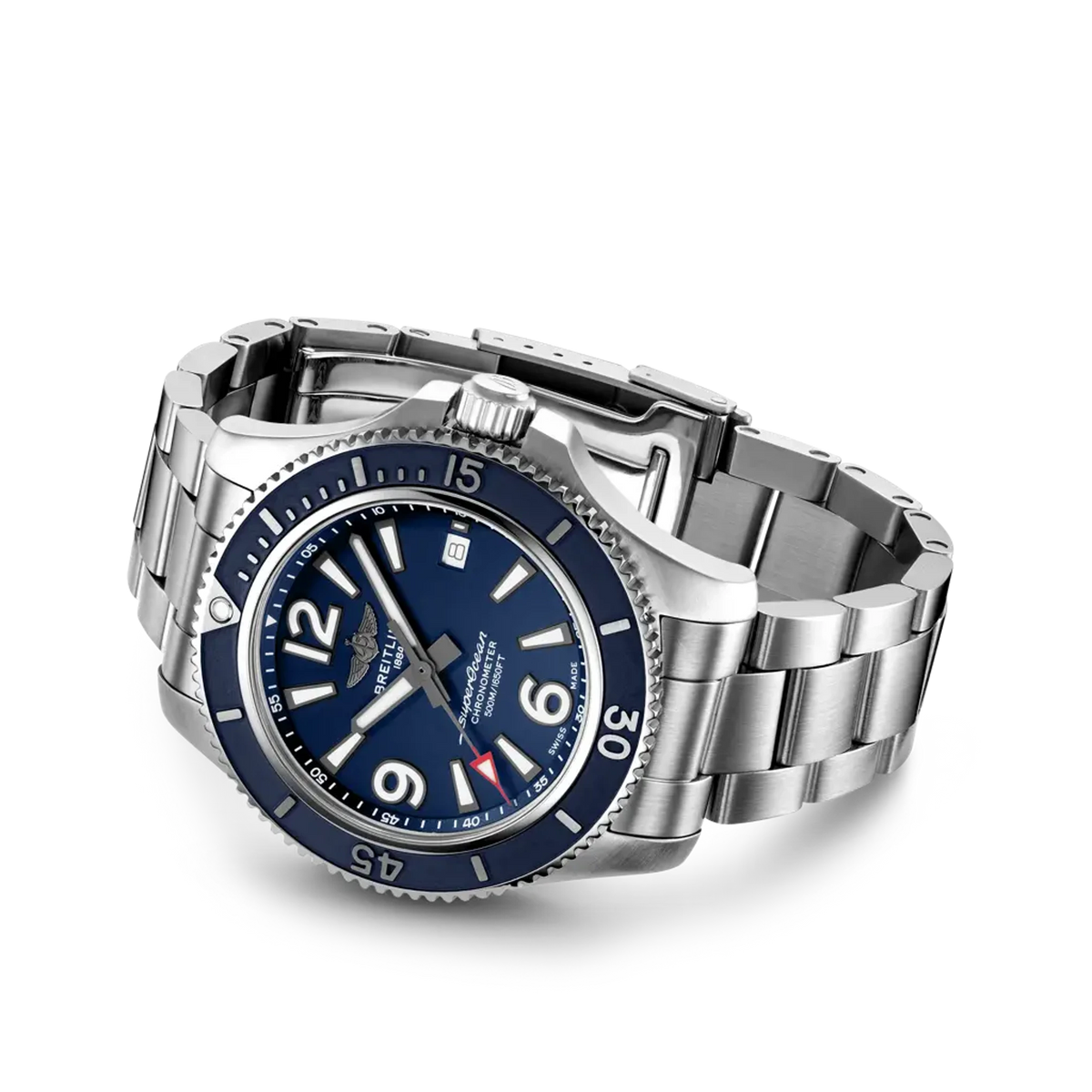 Breitling Superocean Automatic 42mm Blue Dial Silver Steel Strap Watch - A17366D81C1A1
