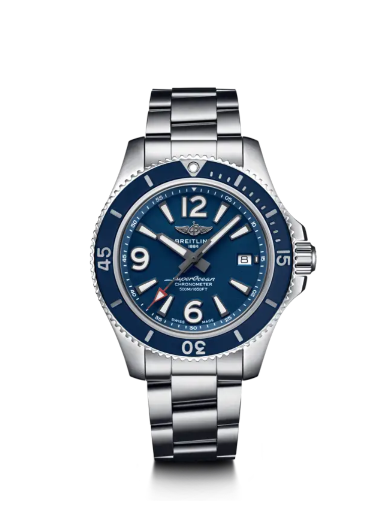 Breitling Superocean Automatic 42mm Blue Dial Silver Steel Strap Watch - A17366D81C1A1