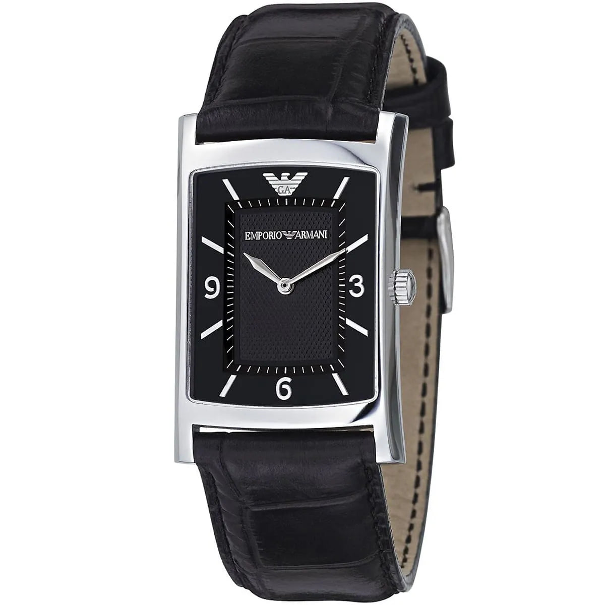 NIB Emporio Armani Classic Quartz Men's Black Leather Watch - AR0147