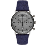 Emporio Armani Aviator Quartz Grey Dial Blue Fabric Strap Watch For Men - AR11144