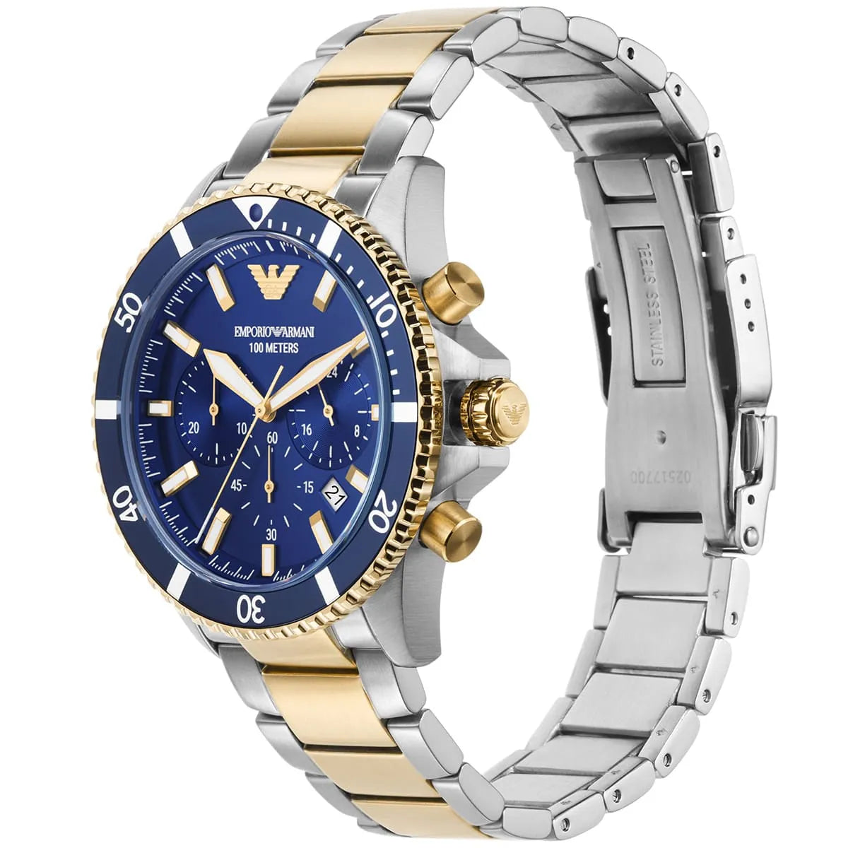 Emporio Armani World Explorer Solar-Powered Chronograph Two-Tone 43mm Men's Watch - AR11740