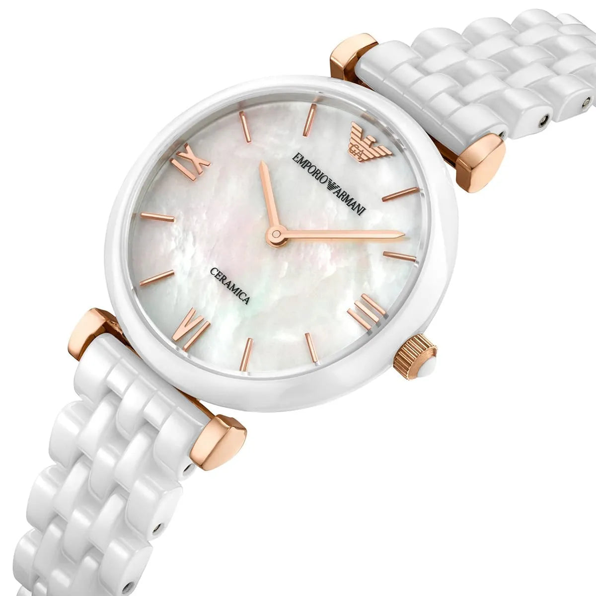 Emporio Armani Ceramica Mother of Pearl Dial White Ceramic Strap Watch For Women - AR1486