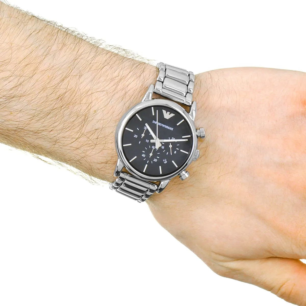 Emporio Armani Men's Chronograph Stainless Steel Black Dial Watch -AR1853