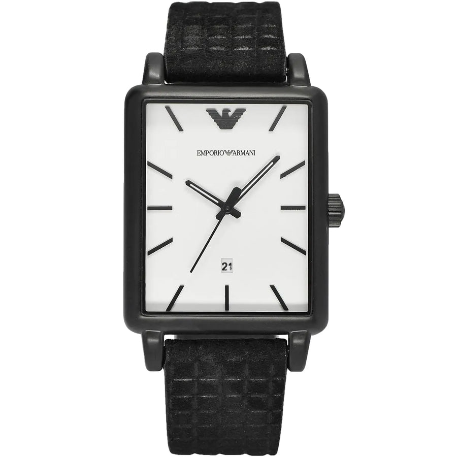Emporio Armani Watch For Men Luigi Large With White dial Leather belt with Black color - AR1855