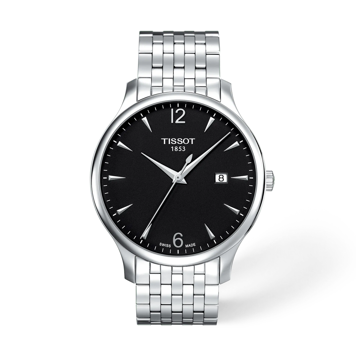 Tissot T Classic Tradition Black Dial Silver Steel Strap Watch For Men - T063.610.11.057.00
