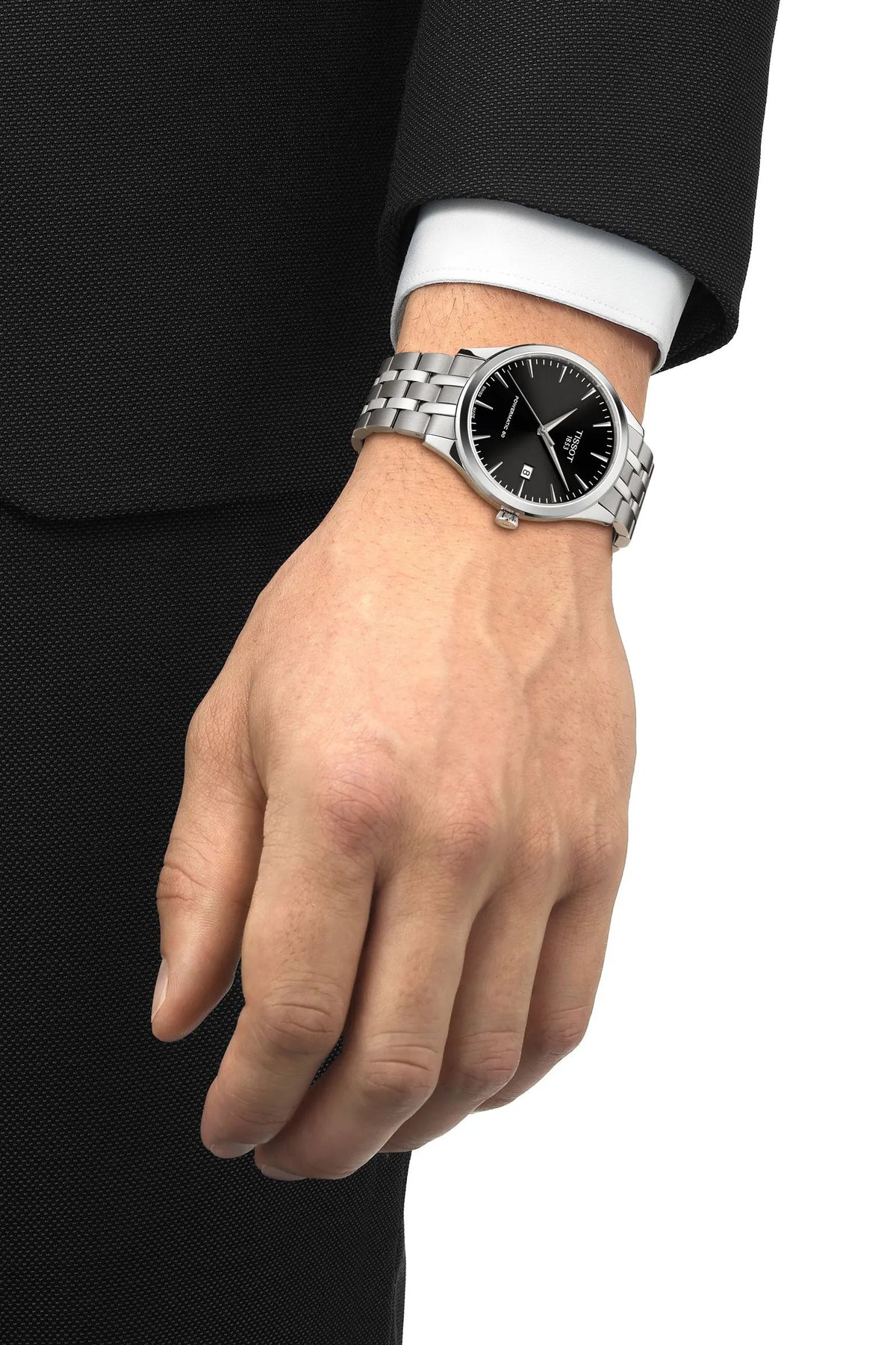 Tissot T Classic Tradition Black Dial Silver Steel Strap Watch For Men - T063.610.11.057.00