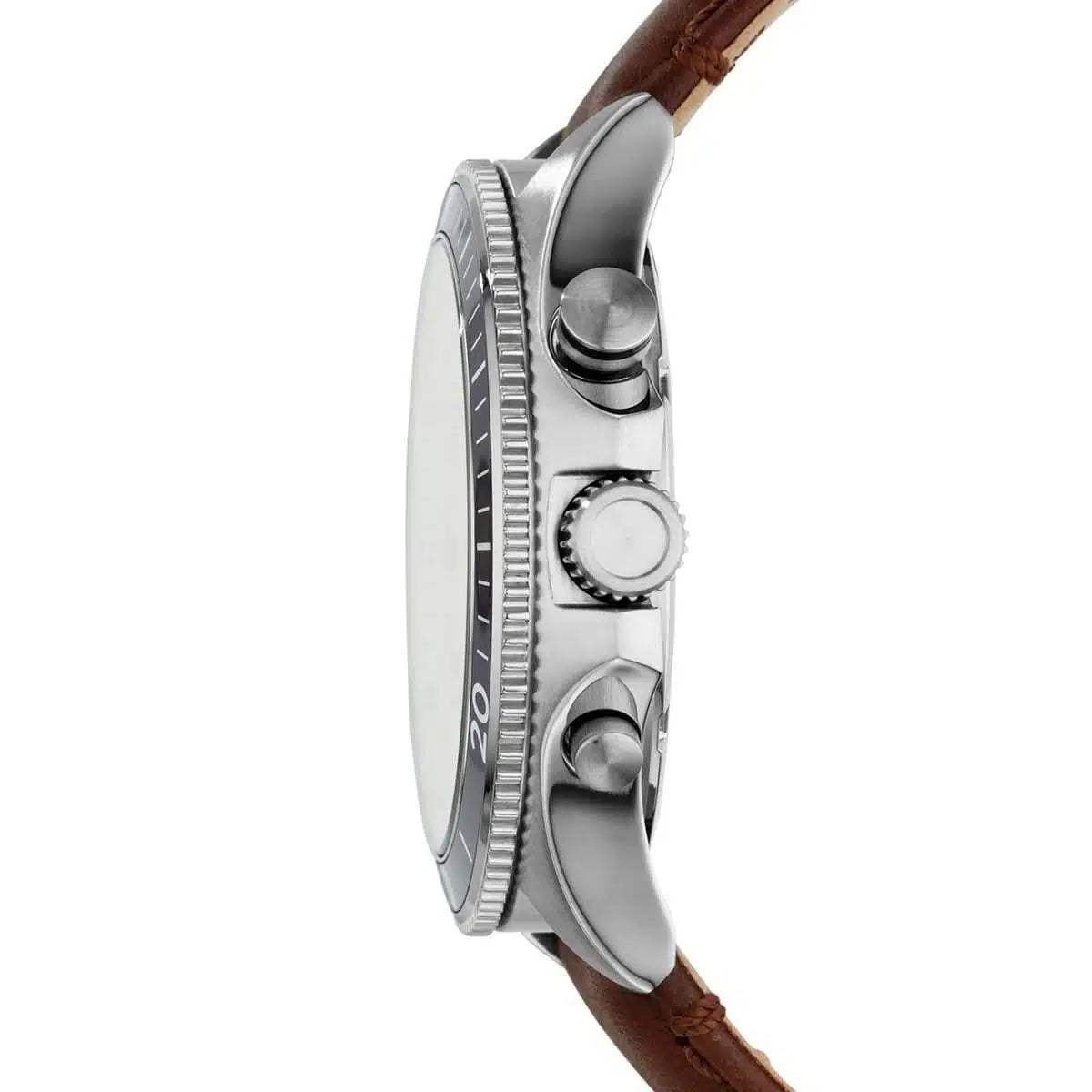 Fossil Watch For Men Wakefield with white dial Leather belt with brown color-CH2943