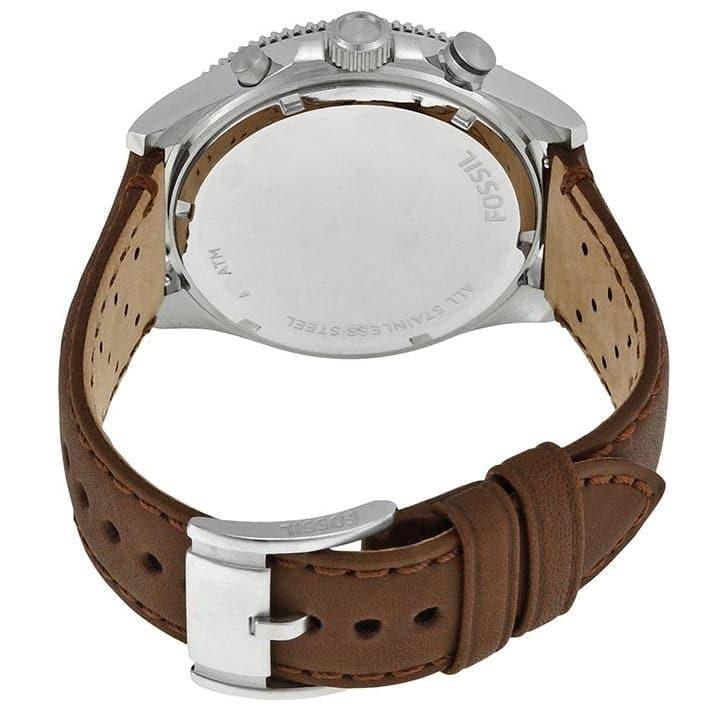 Fossil Watch For Men Wakefield with white dial Leather belt with brown color-CH2943