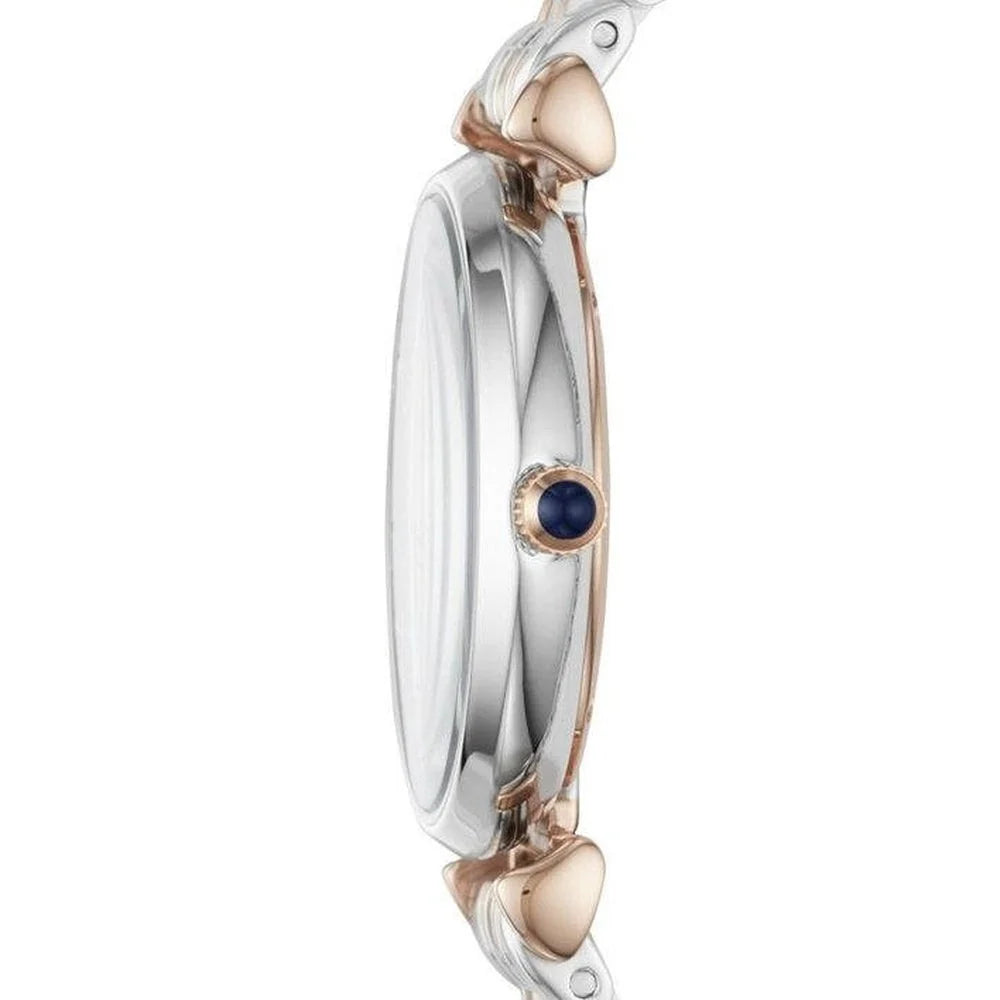 Emporio Armani Watch For Women Gianni T-Bar  with blue dial stainless steel belt with silver and rose gold color- AR11092