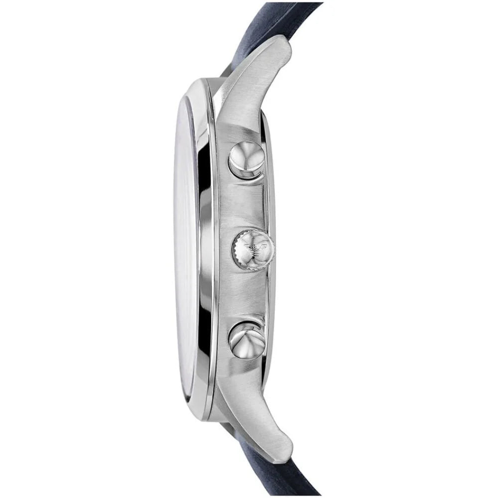 Emporio Armani Classic Chronograph Blue Dial Blue Leather Strap Watch For Men - AR2473
