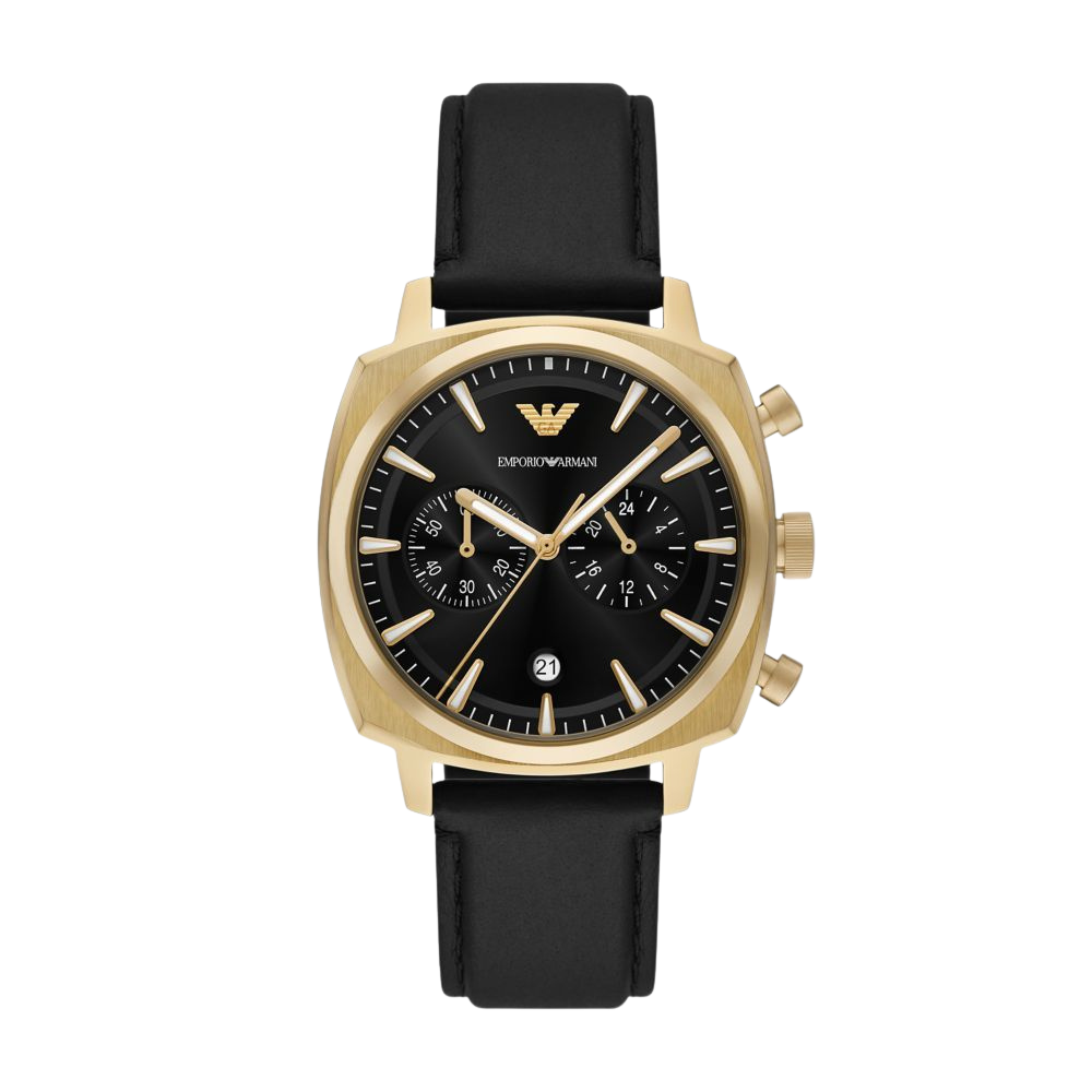 Emporio Armani Men's Chronograph Black Leather Watch - AR11690