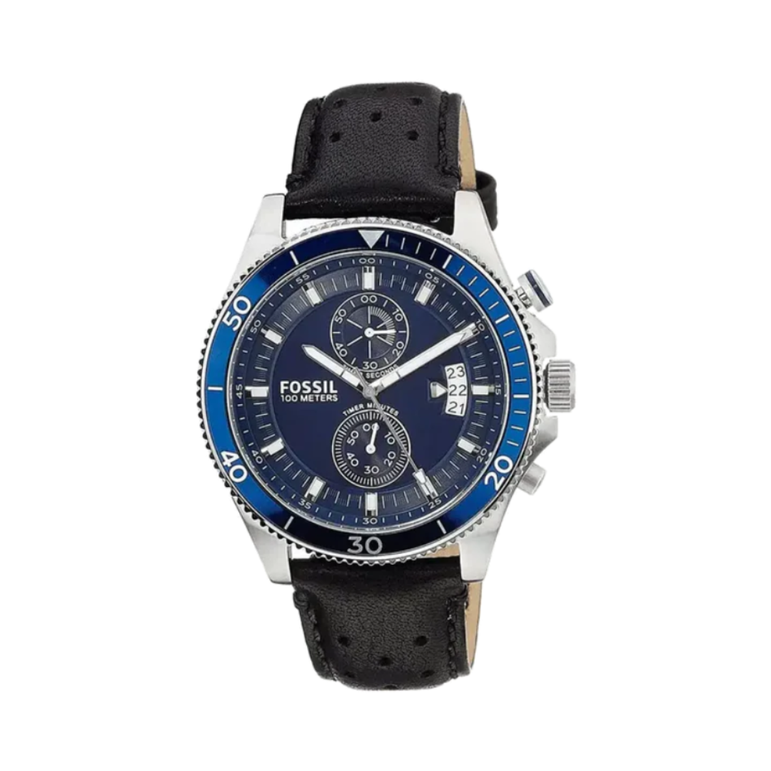 Fossil Watch For Men Wakefield with blue dial leather belt with black color-CH2945