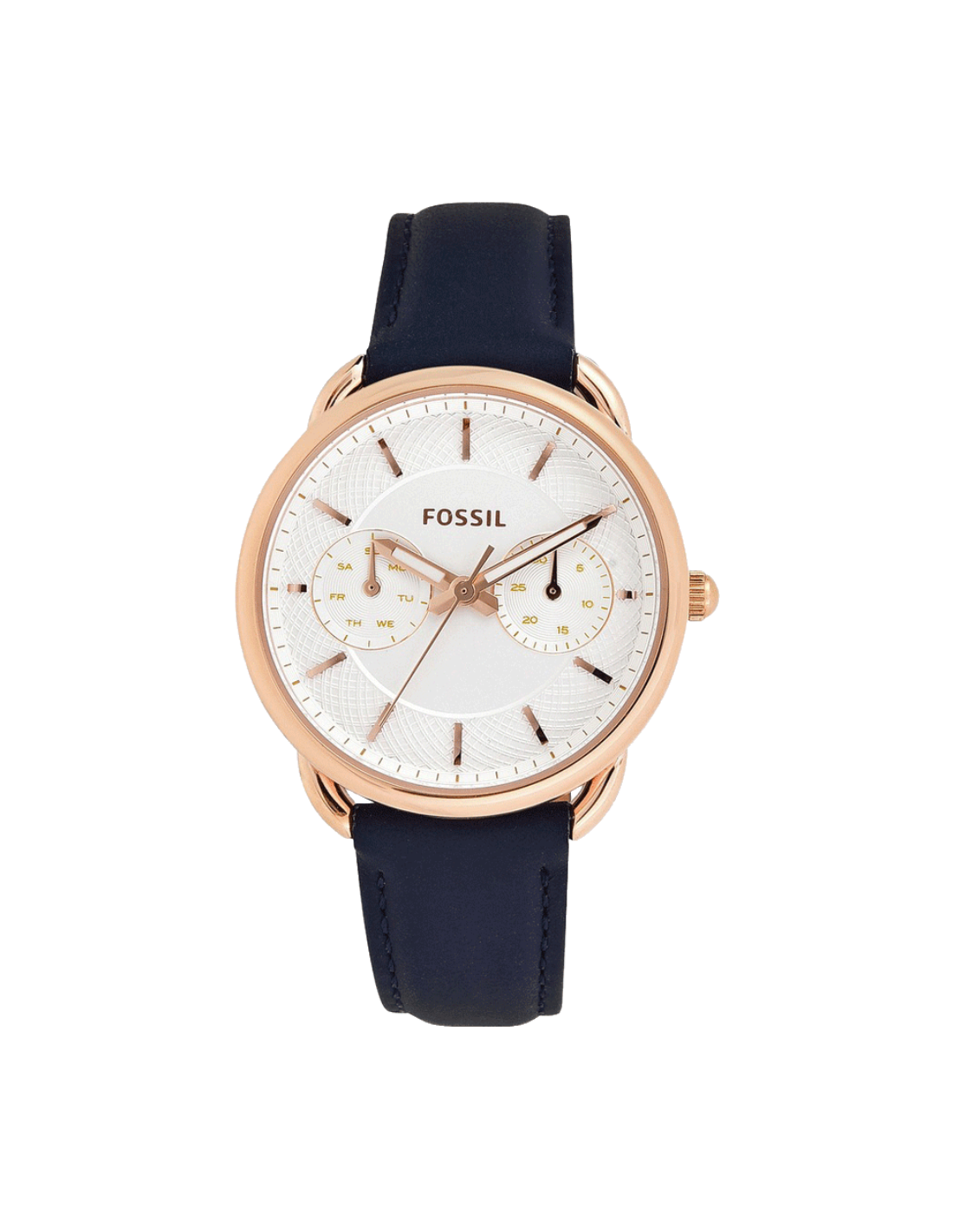 Fossil Tailor White Dial Blue Leather Strap Watch for Women - ES4260