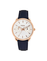 Fossil Tailor White Dial Blue Leather Strap Watch for Women - ES4260
