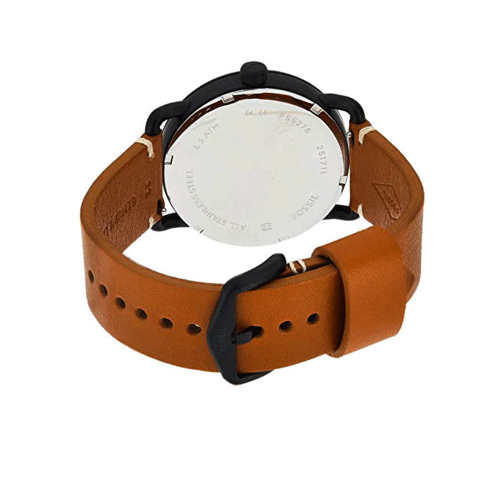 Fossil Watch For Men Commuter with black dial leather belt with brown color-FS5276