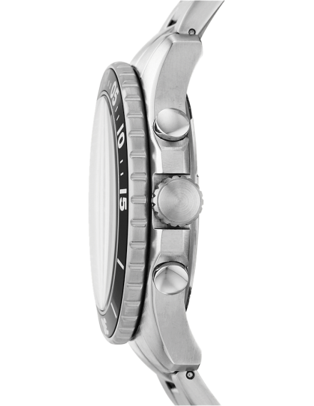 Fossil FB-03 Chronograph Black Dial Silver Steel Strap Watch for Men - FS5725