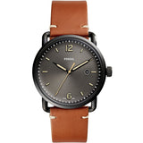 Fossil Watch For Men Commuter with black dial leather belt with brown color-FS5276