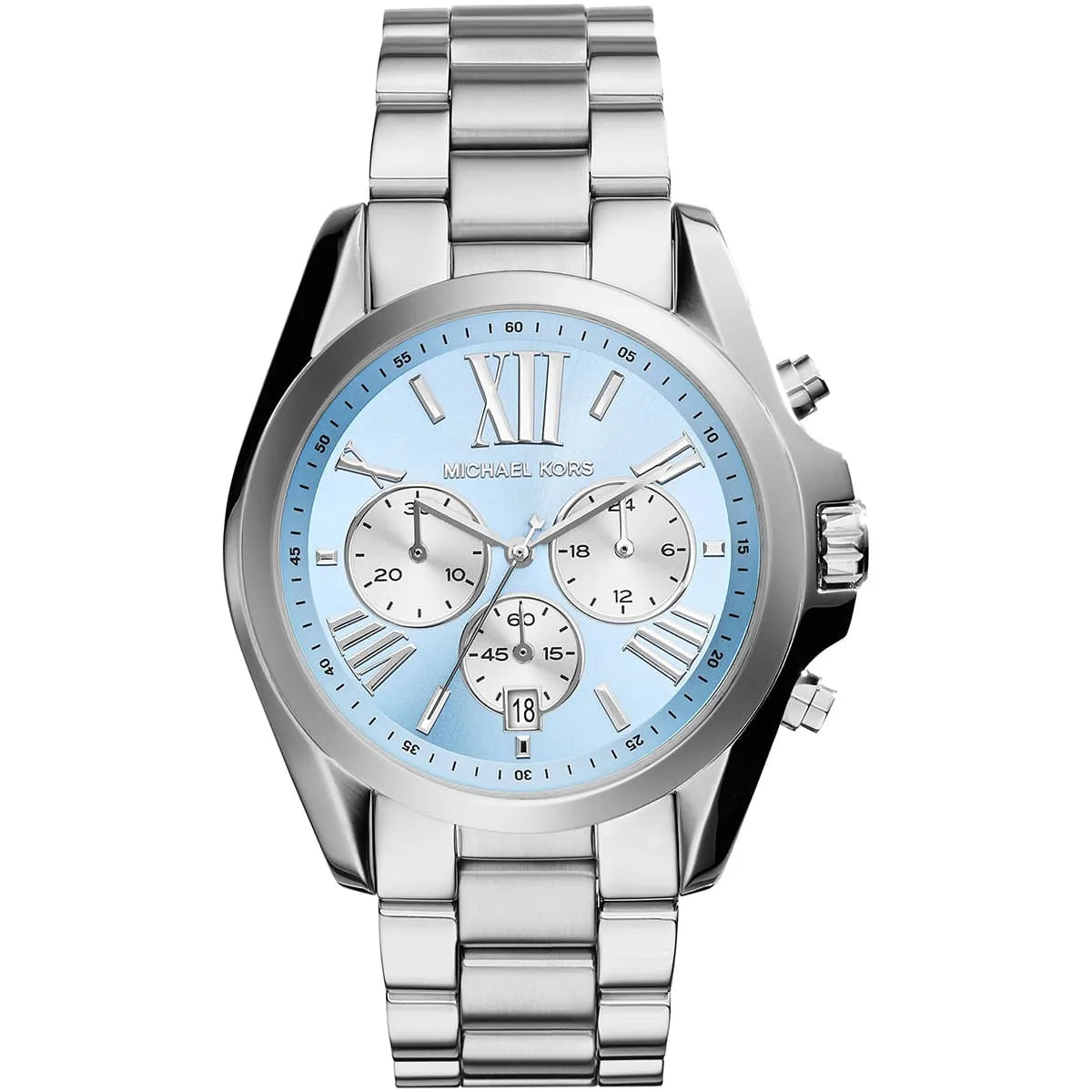 Michael Kors Bradshaw Chronograph Blue Dial Silver Steel Strap Watch For Women - MK6099