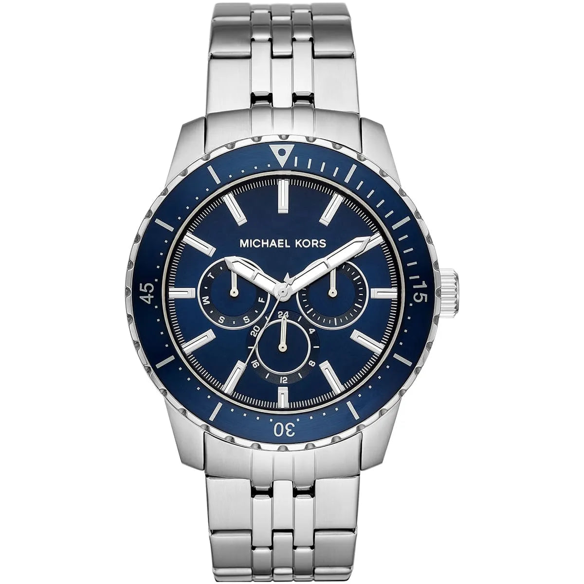 Michael Kors Cunningham Chronograph Blue Dial Silver Steel Strap Watch For Men - MK8999