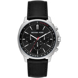 Michael Kors Sullivan Chronograph Black Dial Black Leather Strap Watch For Men - MK8997