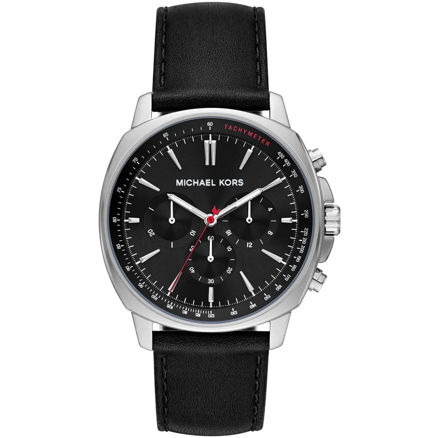 Michael Kors Sullivan Chronograph Black Dial Black Leather Strap Watch For Men - MK8997