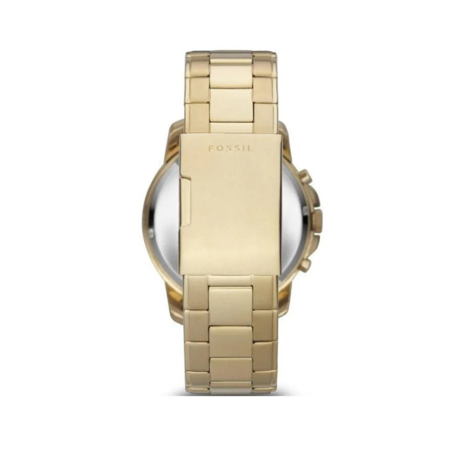 Fossil Grant Chronograph Black Dial Gold Steel Strap Watch for Men-FS4815