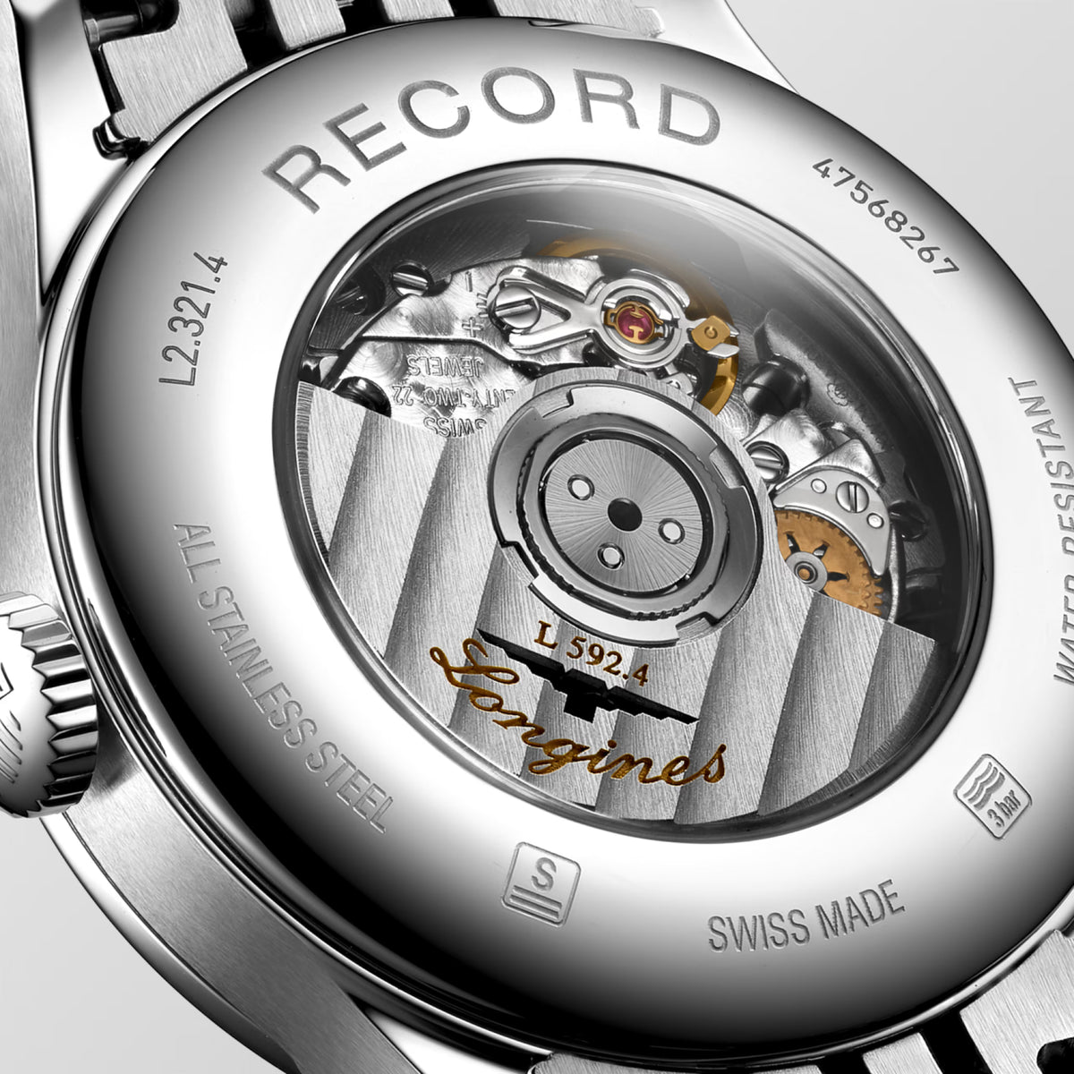 Longines Record Automatic Chronometer Diamond White Mother of Pearl Dial Ladies Watch - L2.321.4.87.6