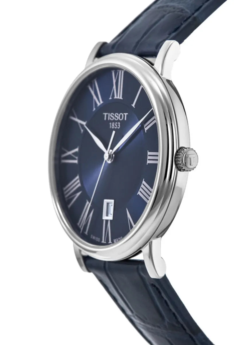 Tissot Carson Premium Blue Dial Blue Leather Strap Watch For Men - T122.410.16.043.00