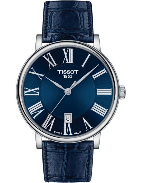 Tissot Carson Premium Blue Dial Blue Leather Strap Watch For Men - T122.410.16.043.00